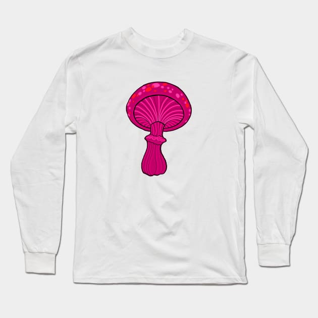 Red New School Style Mushroom Original Art Long Sleeve T-Shirt by ckandrus